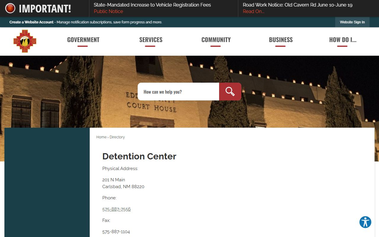Eddy County Alternative Sentencing Unit directory custody contact information